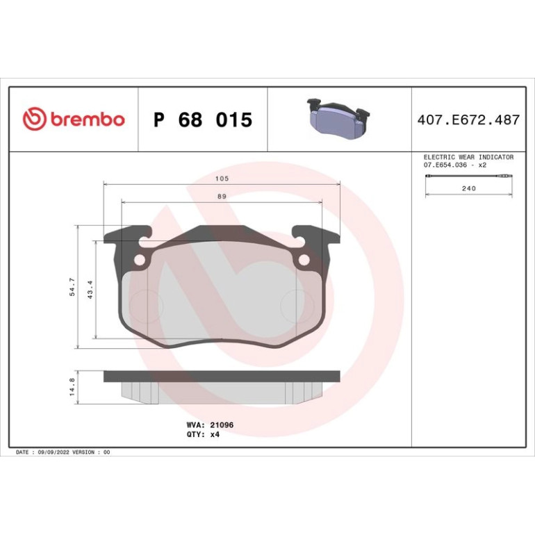 BREMBO Bremsklötze VA P 68 015