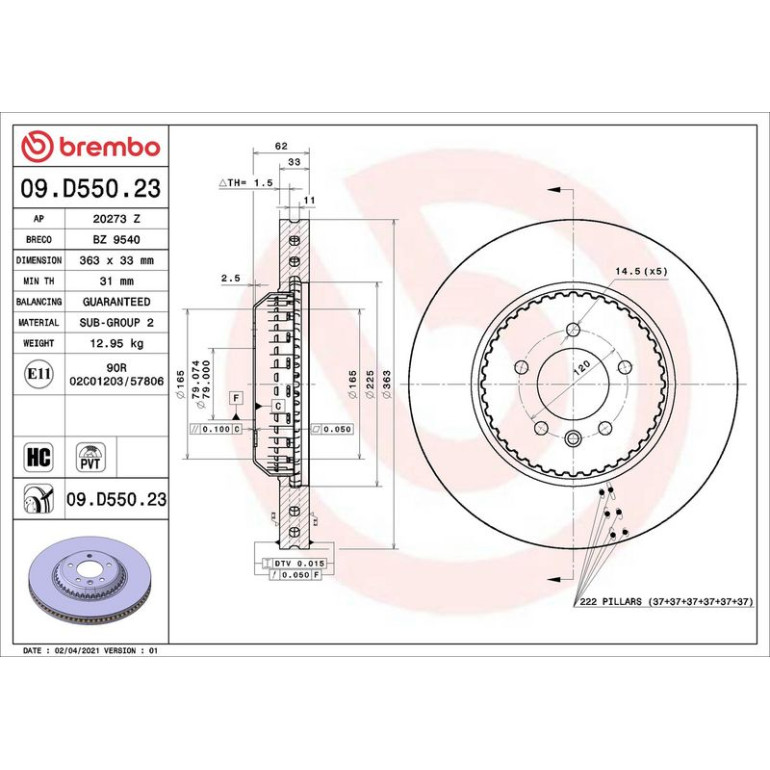 Bremsscheibe Lightweight VA 09.D550.23