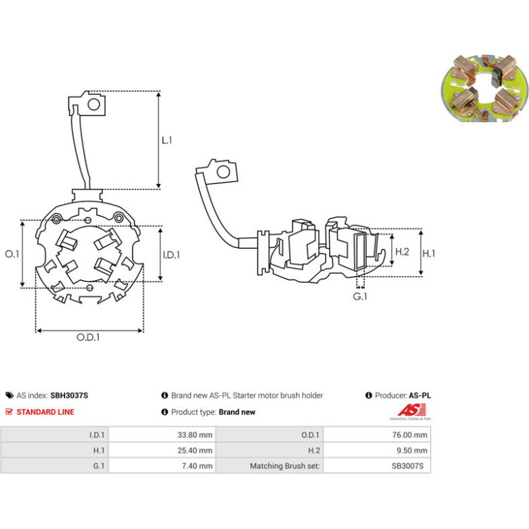 Halter, Kohlebürsten SBH3037S Halter, Kohlebürsten SBH3037S