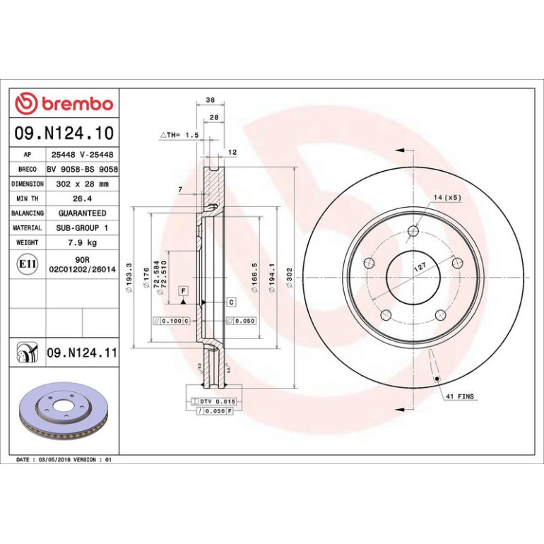 40 481 099 Bremsscheibe VA 09.N124.11 40 481 099 Bremsscheibe VA 09.N124.11