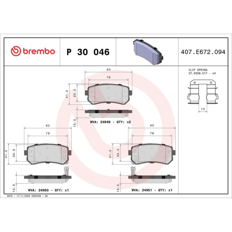 BREMBO Bremsklötze HA P 30 046 BREMBO Bremsklötze HA P 30 046