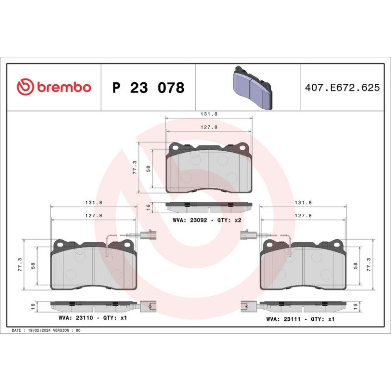 BREMBO Bremsklötze VA P 23 078 BREMBO Bremsklötze VA P 23 078