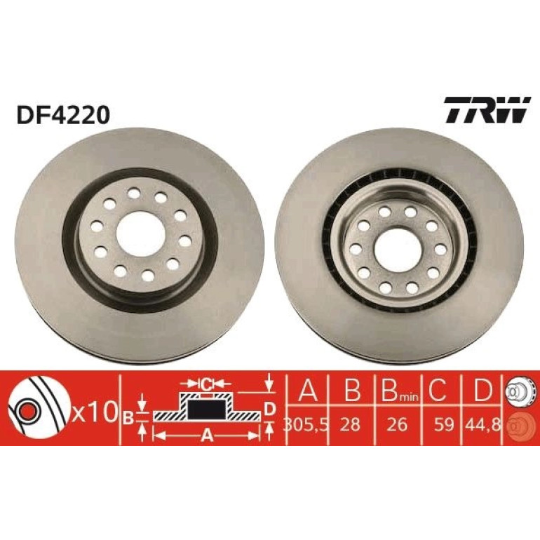 Bremsscheibe Lancia P. Thesis 2.0-3.2 305X28 DF4220 Bremsscheibe Lancia P. Thesis 2.0-3.2 305X28 DF4220