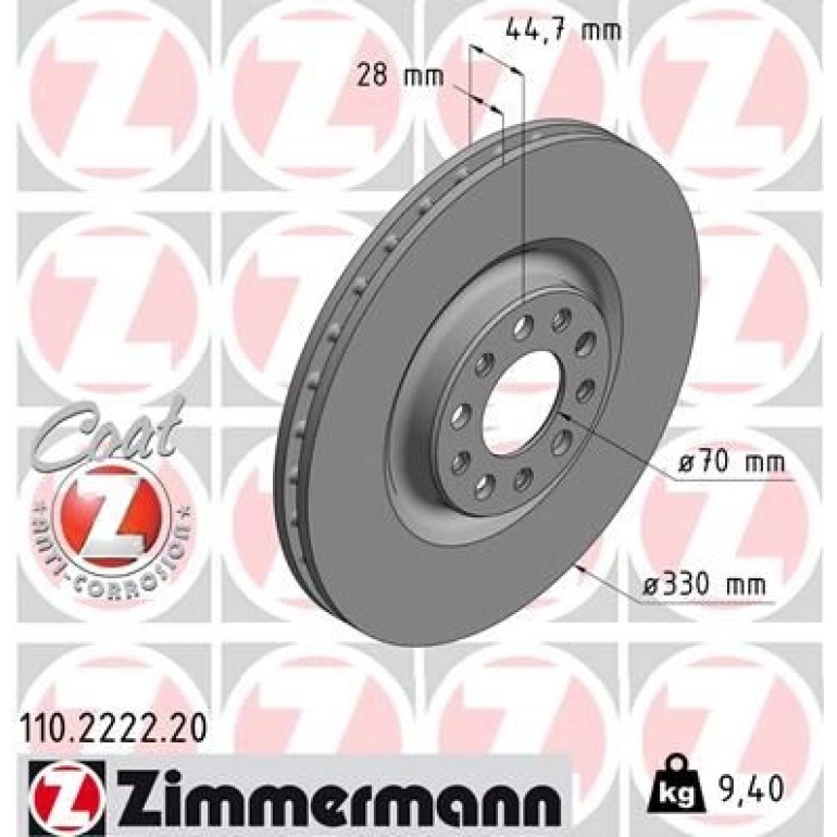ZIMMERMANN Bremsscheibe 110.2222.20 ZIMMERMANN Bremsscheibe 110.2222.20