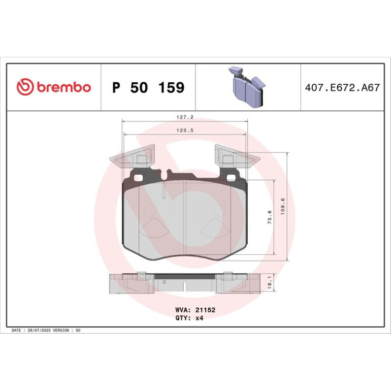 BREMBO Bremsklötze VA P 50 159 BREMBO Bremsklötze VA P 50 159