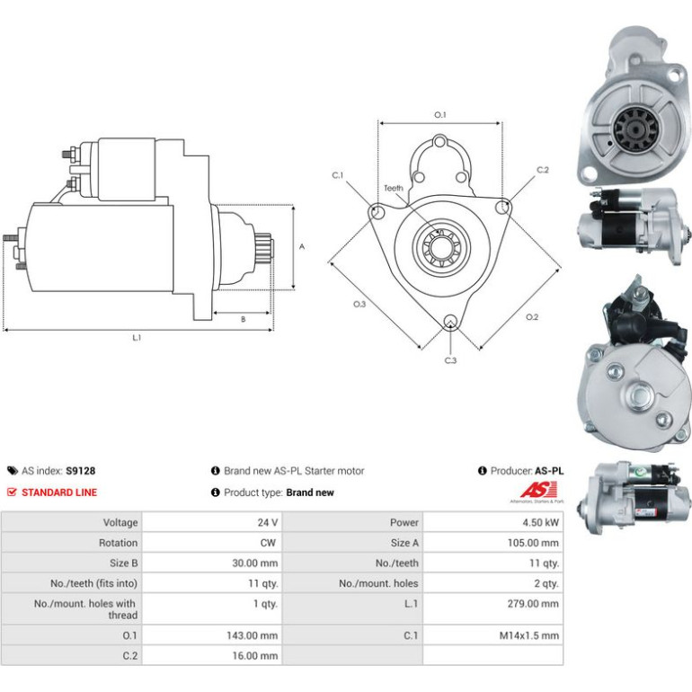 AS-PL Anlasser S9128 AS-PL Anlasser S9128