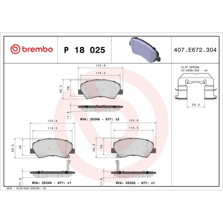 BREMBO Bremsklötze VA P 18 025 BREMBO Bremsklötze VA P 18 025