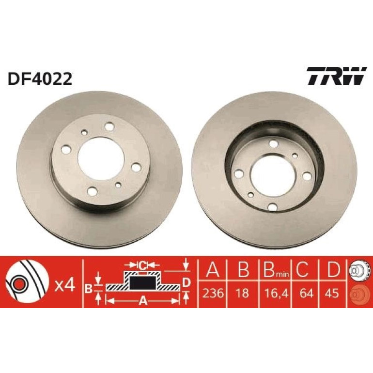 TRW Bremsscheibe DF4022 TRW Bremsscheibe DF4022