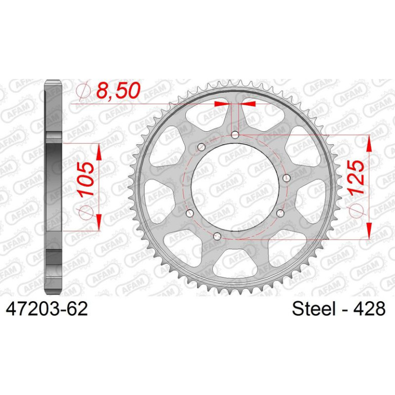 AFAM Kettenrad STAHL 62 Zähne 47203-62 AFAM Kettenrad STAHL 62 Zähne 47203-62