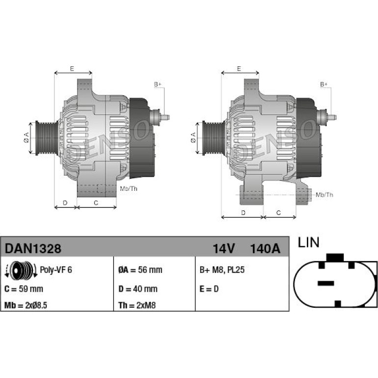 DENSO Generator DAN1328 DENSO Generator DAN1328