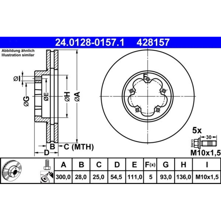 Bremsscheibe Ford P. Transit 2.2-3.2 Tdci 06-14 24.0128-0157.1 Bremsscheibe Ford P. Transit 2.2-3.2 Tdci 06-14 24.0128-0157.1