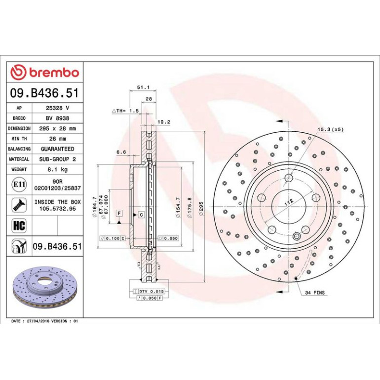 15 481 097 Bremsscheibe VA 09.B436.51 15 481 097 Bremsscheibe VA 09.B436.51