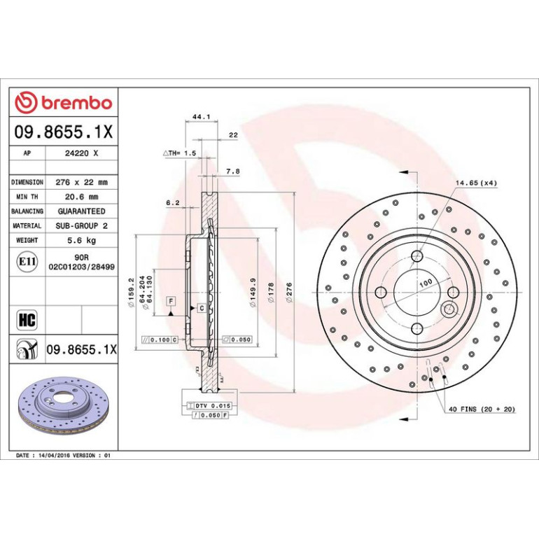 Bremsscheibe VA Xtra 09.8655.1X Bremsscheibe VA Xtra 09.8655.1X