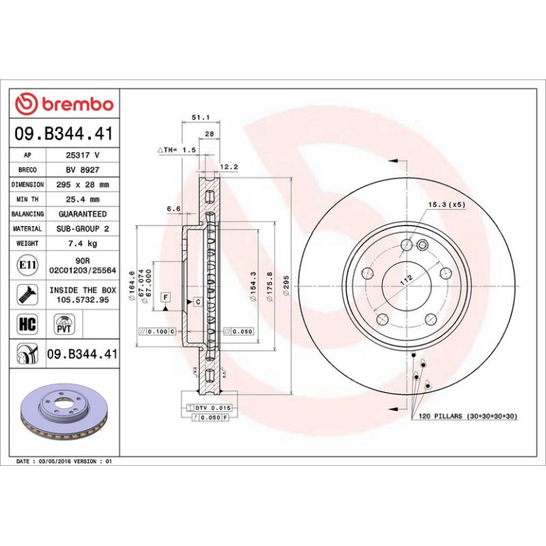 15 481 098 Bremsscheibe VA 09.B344.41