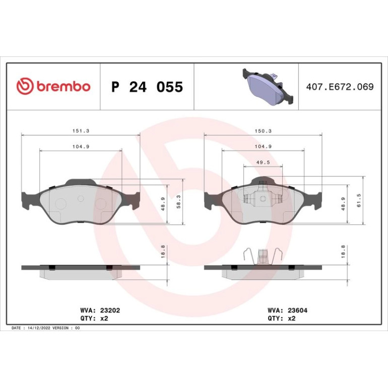 BREMBO Bremsklötze VA P 24 055 BREMBO Bremsklötze VA P 24 055