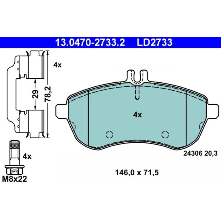 Bremsbelagsatz Db P. W204/S204/C204 1.6-2.1 07- Keramik 13.0470-2733.2 Bremsbelagsatz Db P. W204/S204/C204 1.6-2.1 07- Keramik 13.0470-2733.2