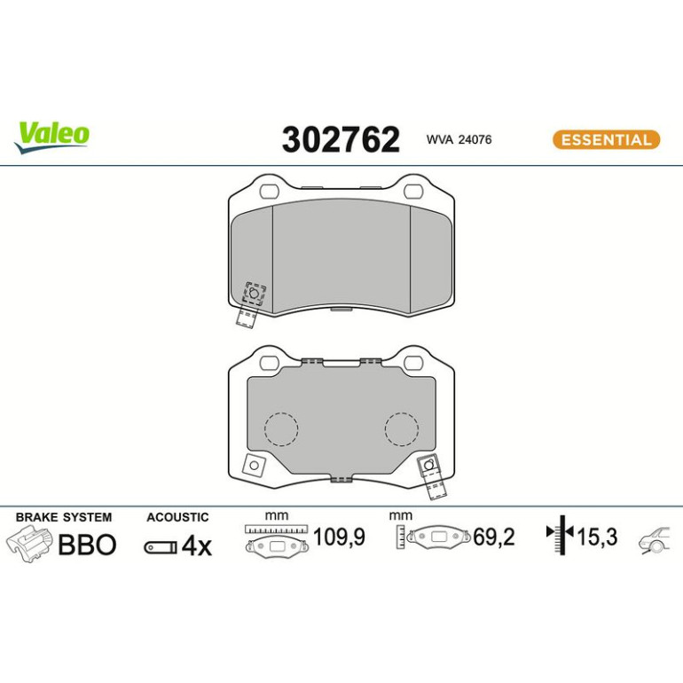 VALEO Bremsbeläge 302762 VALEO Bremsbeläge 302762