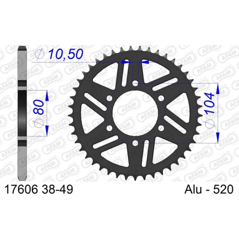 AFAM Kettenrad ALU 39 Zähne 17606-39 AFAM Kettenrad ALU 39 Zähne 17606-39