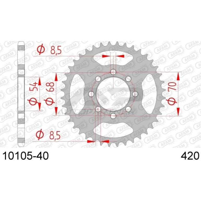 AFAM Kettenrad STAHL 40 Zähne 10105-40 AFAM Kettenrad STAHL 40 Zähne 10105-40