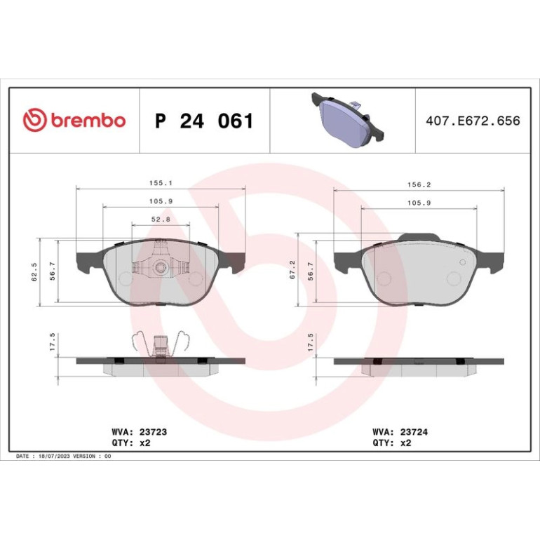BREMBO Bremsklötze VA P 24 061 BREMBO Bremsklötze VA P 24 061