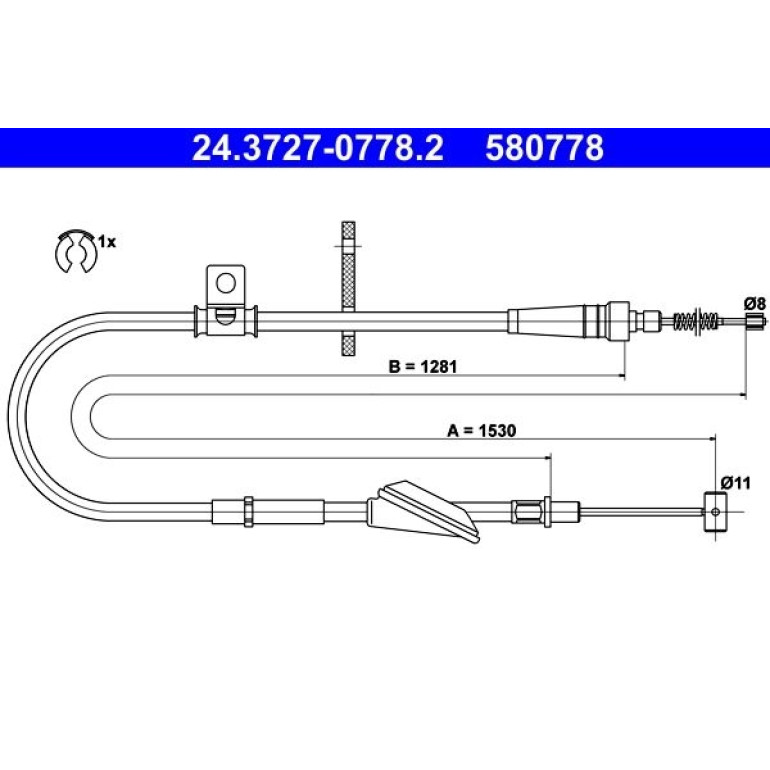 ATE Handbremsseil Seilzug Festellbremse 24.3727-0778.2 ATE Handbremsseil Seilzug Festellbremse 24.3727-0778.2