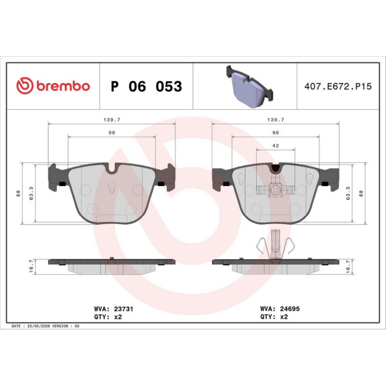 BREMBO Bremsklötze HA P 06 053 BREMBO Bremsklötze HA P 06 053