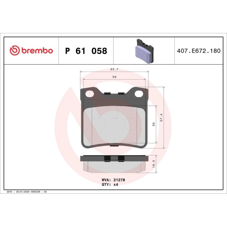 BREMBO Bremsklötze HA P 61 058 BREMBO Bremsklötze HA P 61 058