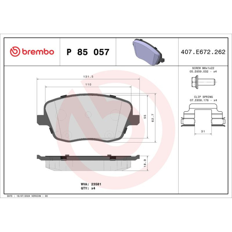 BREMBO Bremsklötze VA P 85 057 BREMBO Bremsklötze VA P 85 057