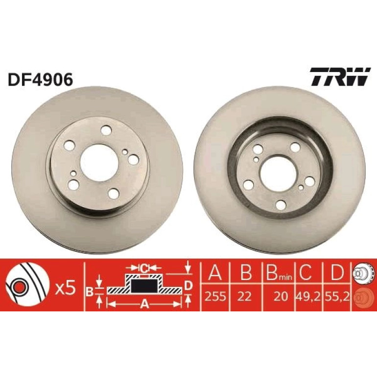 Bremsscheibe Toyota P. Prius 03-09 DF4906 Bremsscheibe Toyota P. Prius 03-09 DF4906