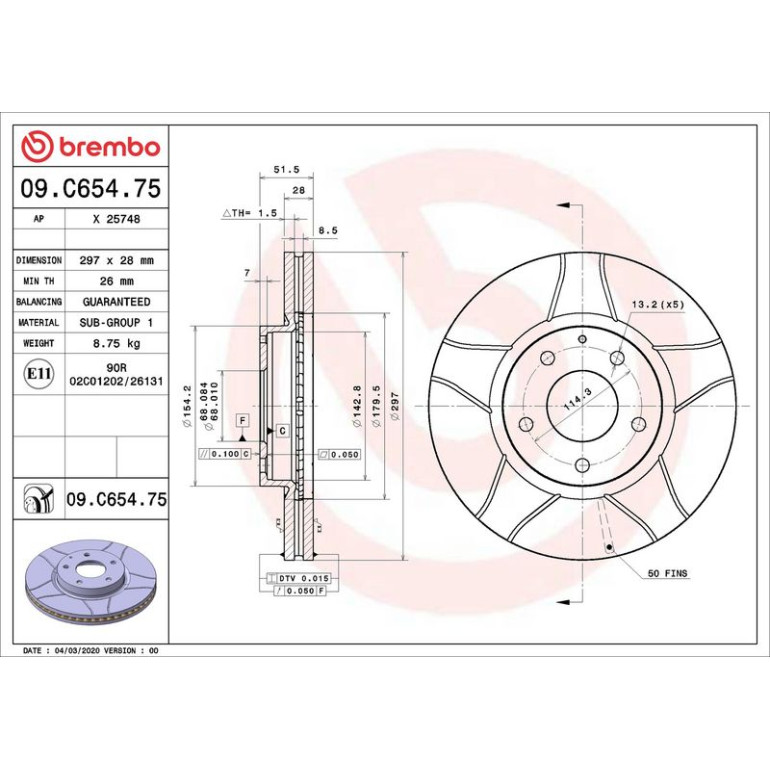 Bremsscheibe VA Brembo Max 09.C654.75 Bremsscheibe VA Brembo Max 09.C654.75