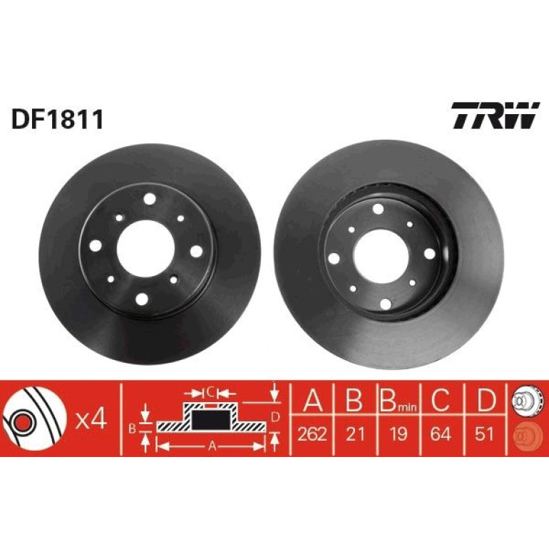 TRW Bremsscheibe DF1811 TRW Bremsscheibe DF1811