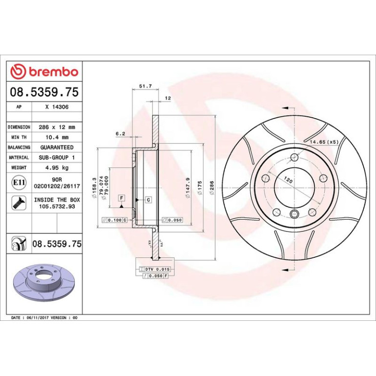 BREMBO Bremsscheibe 08.5359.75
