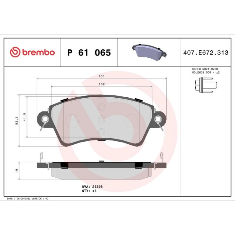 BREMBO Bremsklötze VA P 61 065 BREMBO Bremsklötze VA P 61 065