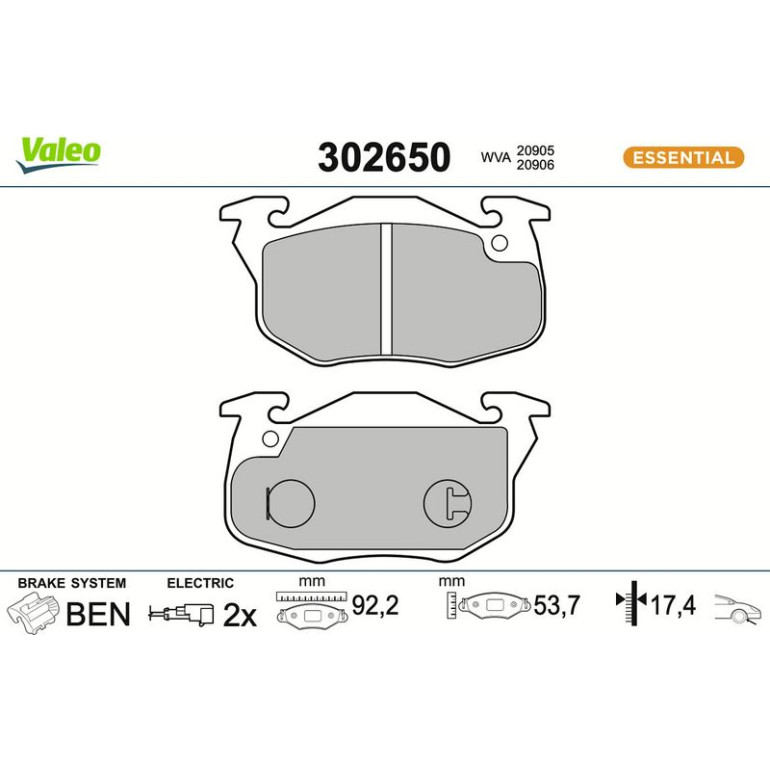VALEO Bremsbeläge 302650 VALEO Bremsbeläge 302650
