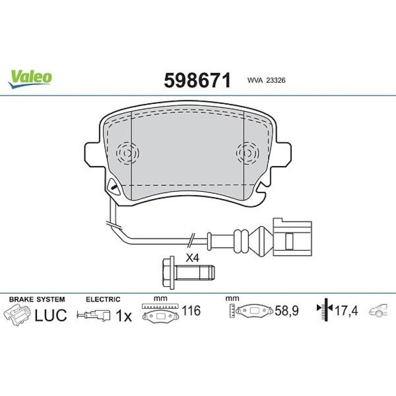 VALEO Bremsbeläge 598671 VALEO Bremsbeläge 598671