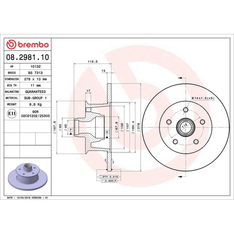 17 481 013 Bremsscheibe VA 08.2981.10