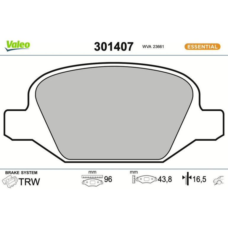 VALEO Bremsbeläge 301407 VALEO Bremsbeläge 301407