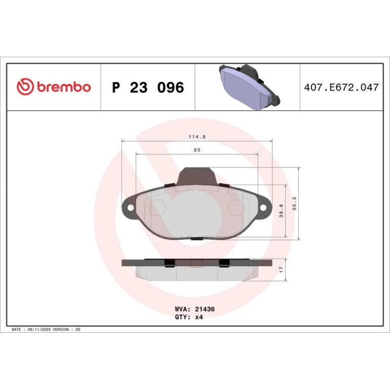 BREMBO Bremsklötze VA P 23 096 BREMBO Bremsklötze VA P 23 096
