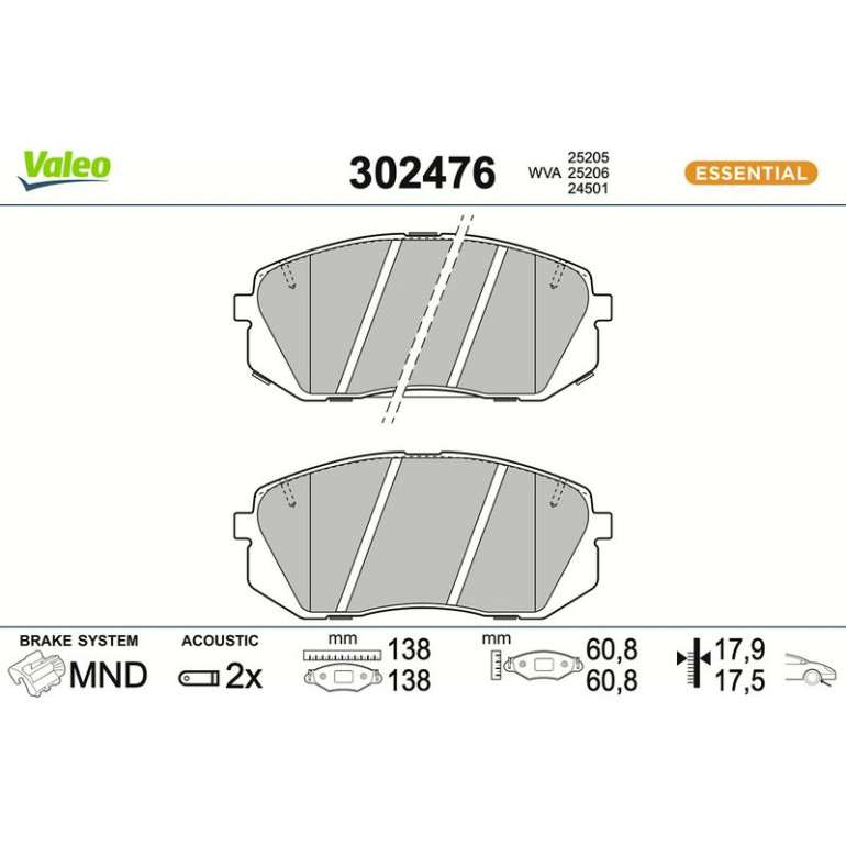 VALEO Bremsbeläge 302476 VALEO Bremsbeläge 302476