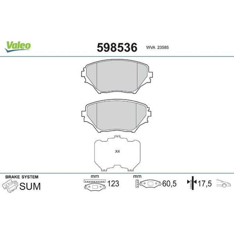 VALEO Bremsbeläge 598536 VALEO Bremsbeläge 598536