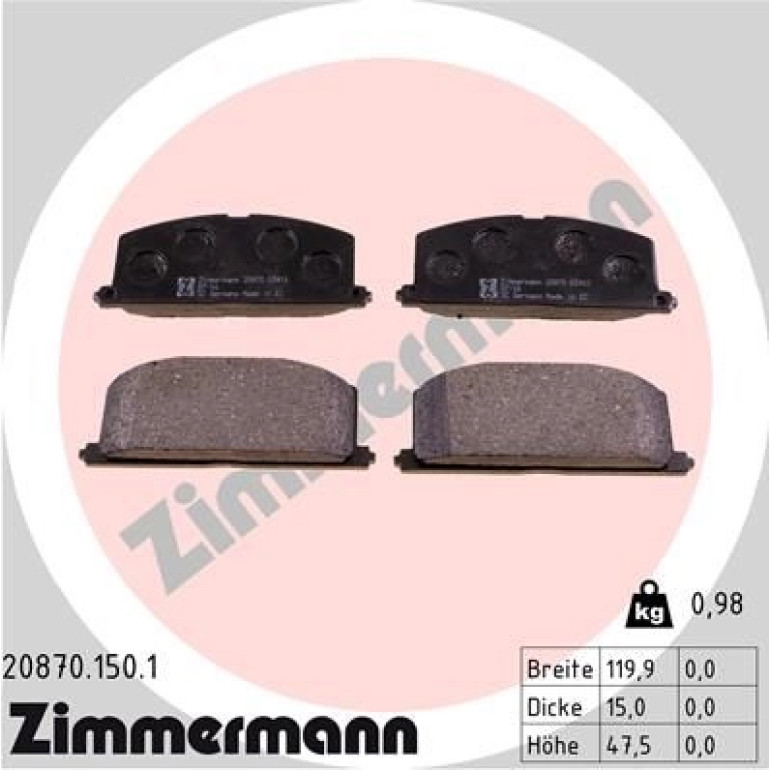 ZIMMERMANN Bremsbeläge 20870.150.1 ZIMMERMANN Bremsbeläge 20870.150.1