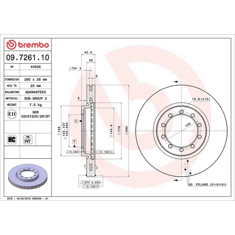 72 481 052 Bremsscheibe VA 09.7261.10