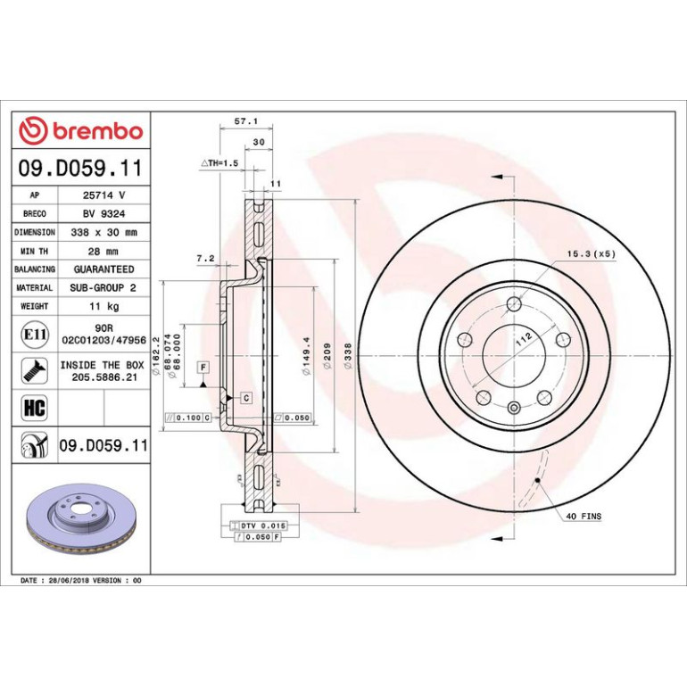 Bremsscheibe VA 09.D059.11 Bremsscheibe VA 09.D059.11