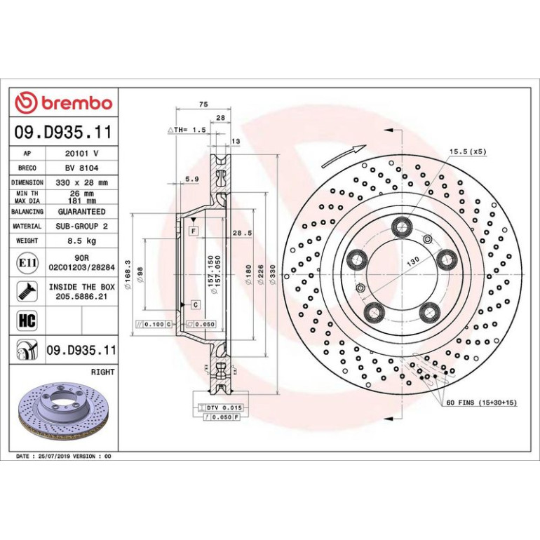 Bremsscheibe HA 09.D935.11 Bremsscheibe HA 09.D935.11