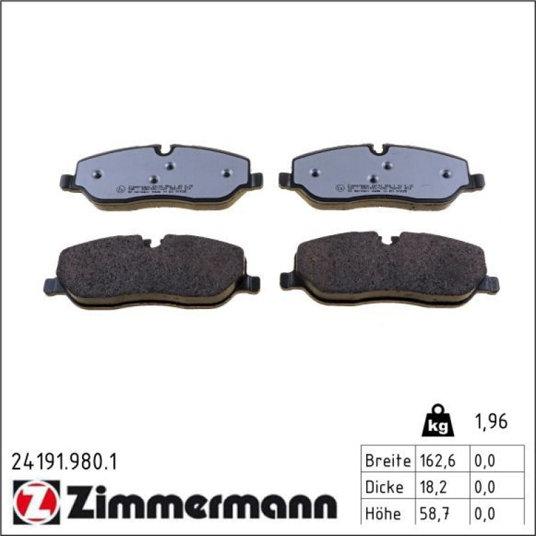 ZIMMERMANN Bremsbelagsatz, Scheibenbremse 24191.980.1 ZIMMERMANN Bremsbelagsatz, Scheibenbremse 24191.980.1