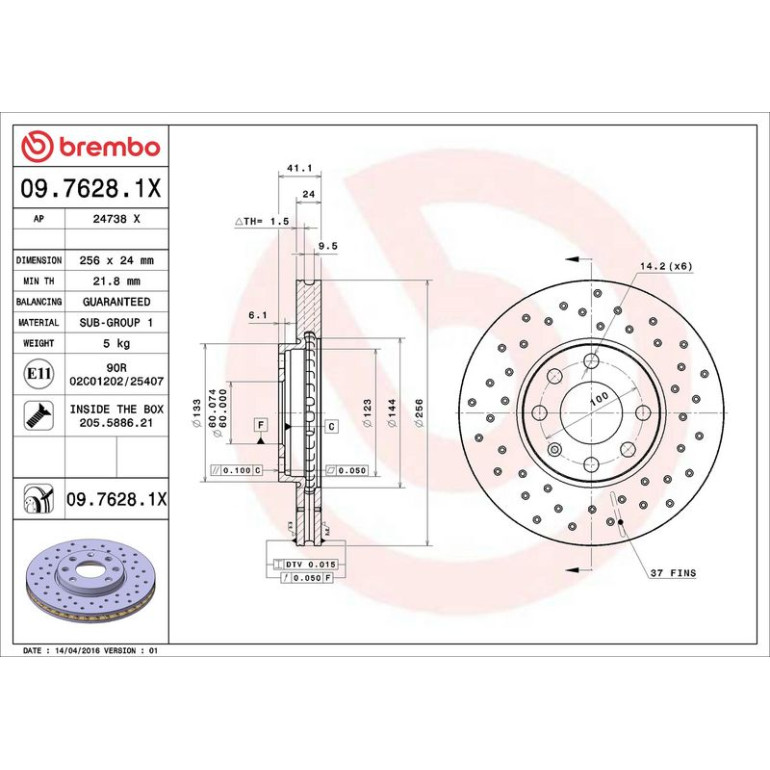 Bremsscheibe VA Xtra 09.7628.1X Bremsscheibe VA Xtra 09.7628.1X