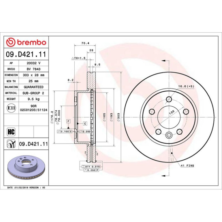 Bremsscheibe VA 09.D421.11 Bremsscheibe VA 09.D421.11