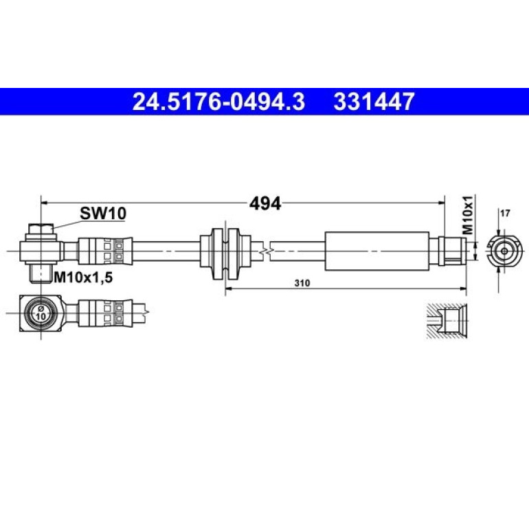 ATE Bremsschlauch 24.5176-0494.3 ATE Bremsschlauch 24.5176-0494.3
