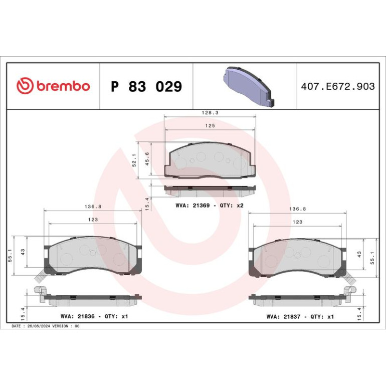 BREMBO Bremsklötze VA P 83 029 BREMBO Bremsklötze VA P 83 029