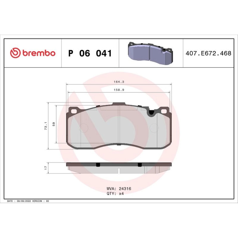 BREMBO Bremsklötze VA P 06 041 BREMBO Bremsklötze VA P 06 041